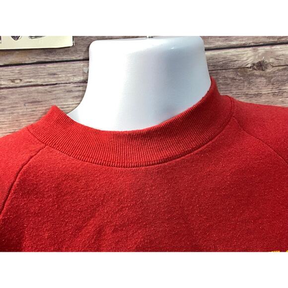 VTG Des Moines Airplane Sweatshirt Men's XL Red Made in USA Crew Pullover 24x28 - Picture 7 of 11